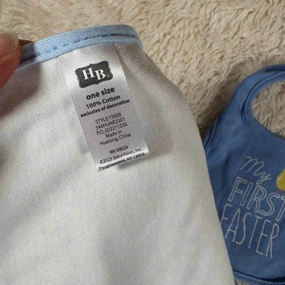 Hudson Baby Carter's My First Easter Bibs Set of 3 Blue Teal White One Size